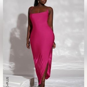 Hot pink sexy Lace up split thigh back lace dress